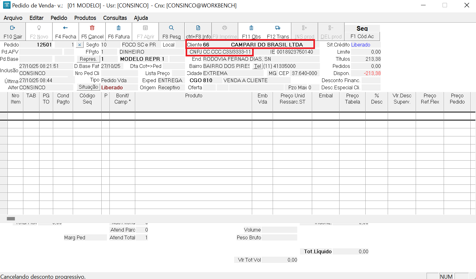 TOTVS Varejo Supermercados (Linha Consinco) > DSUPXOMNI-3870 DT Adequação da Venda Balcão para CNPJ Alfanumérico > 1 - Tela Pedido Venda.png