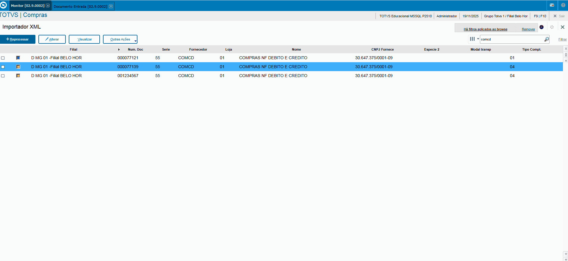 Linha Microsiga Protheus > IX21 - Reforma tributária Importação da nota de Crédito/Debito > documento de Debito.gif