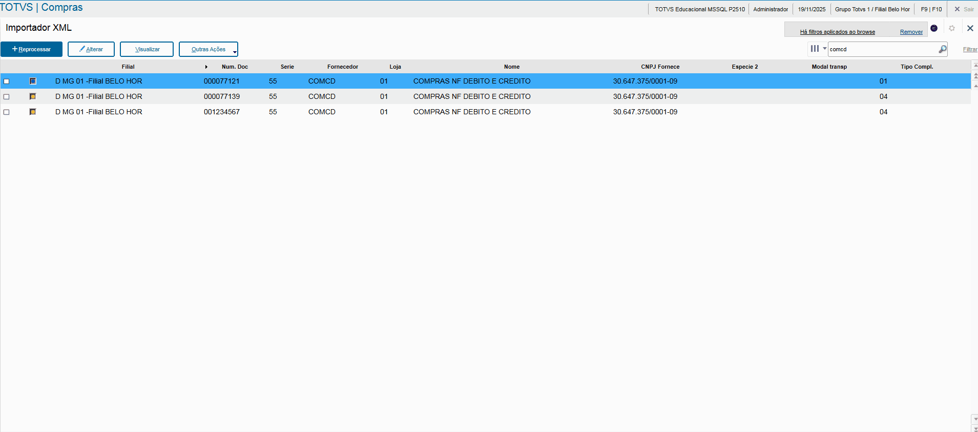 Linha Microsiga Protheus > IX21 - Reforma tributária Importação da nota de Crédito/Debito > documento de credito.gif