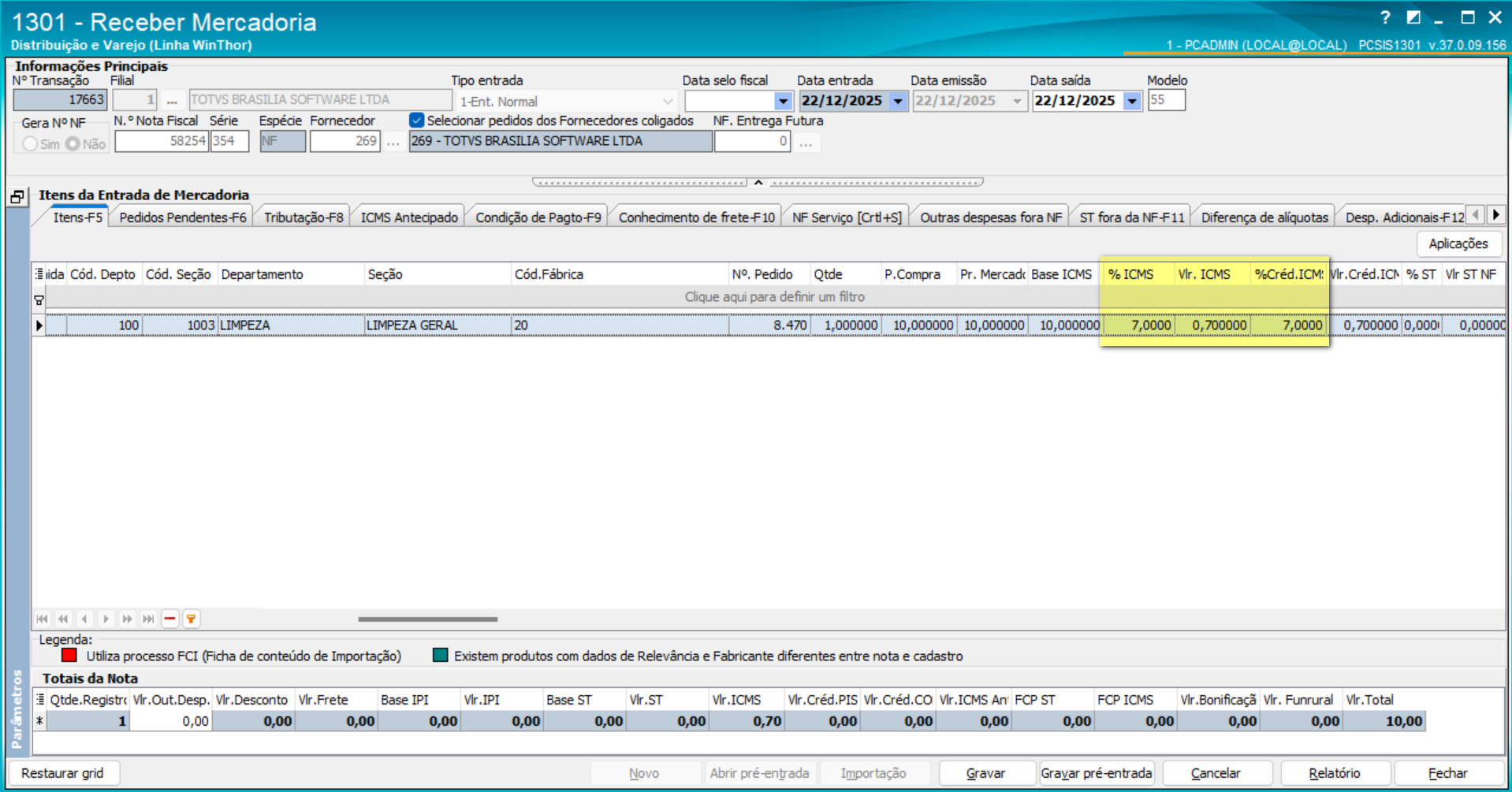TOTVS Distribuição e Varejo - linha Winthor > 25680744 DDCOMP-22182 DT Rotina 1301 - Implementada a opção "Carregar alíquota de ICMS(Rotina 212)" TV10 > image-2025-12-22_11-29-0.png