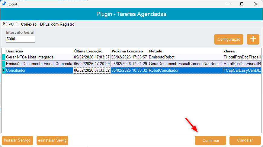 TOTVS Hospitalidade > Plugin Robot - Conciliador de Cartões > Confirmar.png