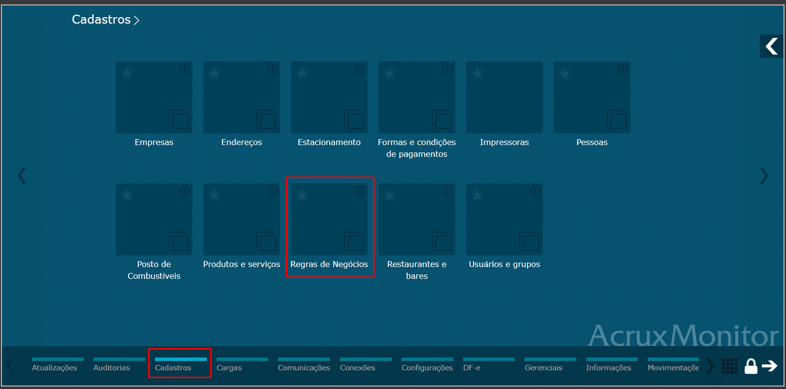 Imagem 1 - Menu Cadastros
