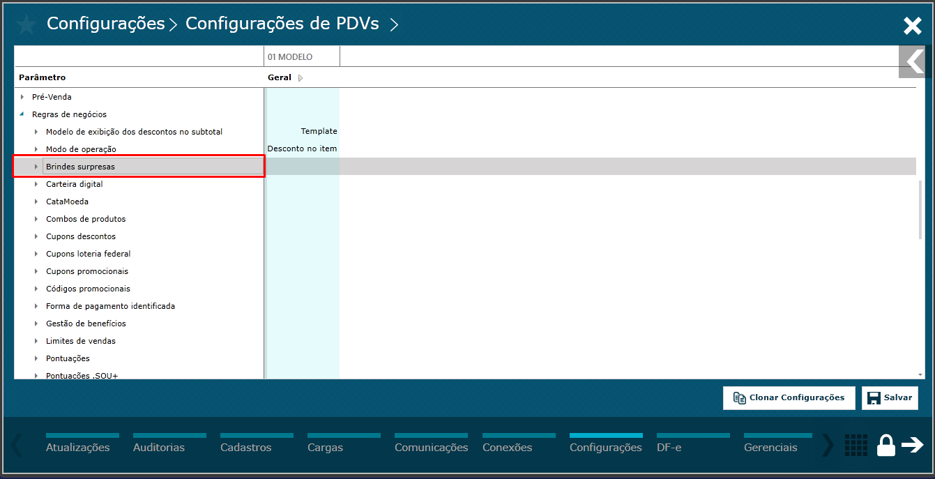 Imagem 13 - Menu Regras de Negócios