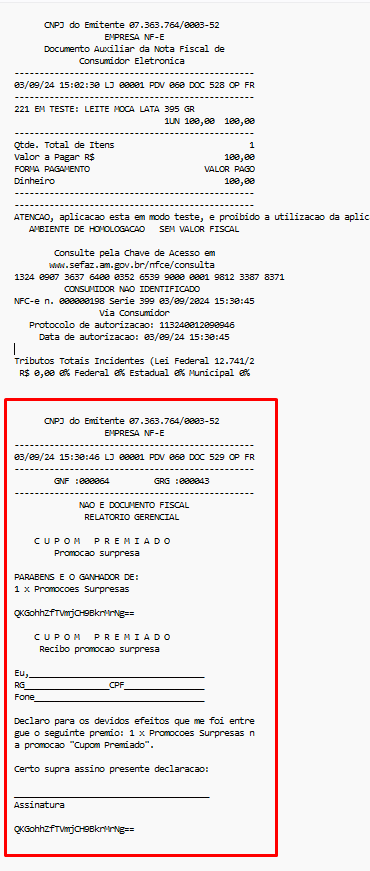 Imagem 20 - Comprovante Promoções Surpresas