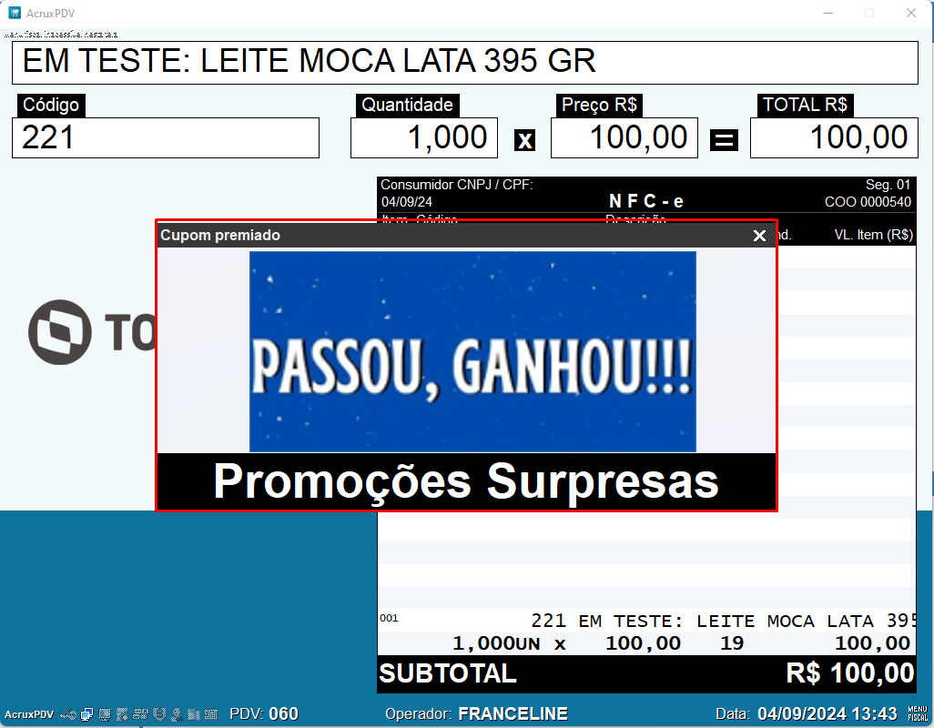 Imagem 19 - Tela Cupom Premiado