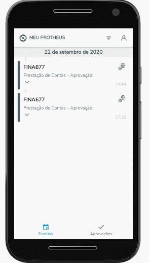 Tela de visualização de eventos