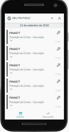 Tela de aprovações