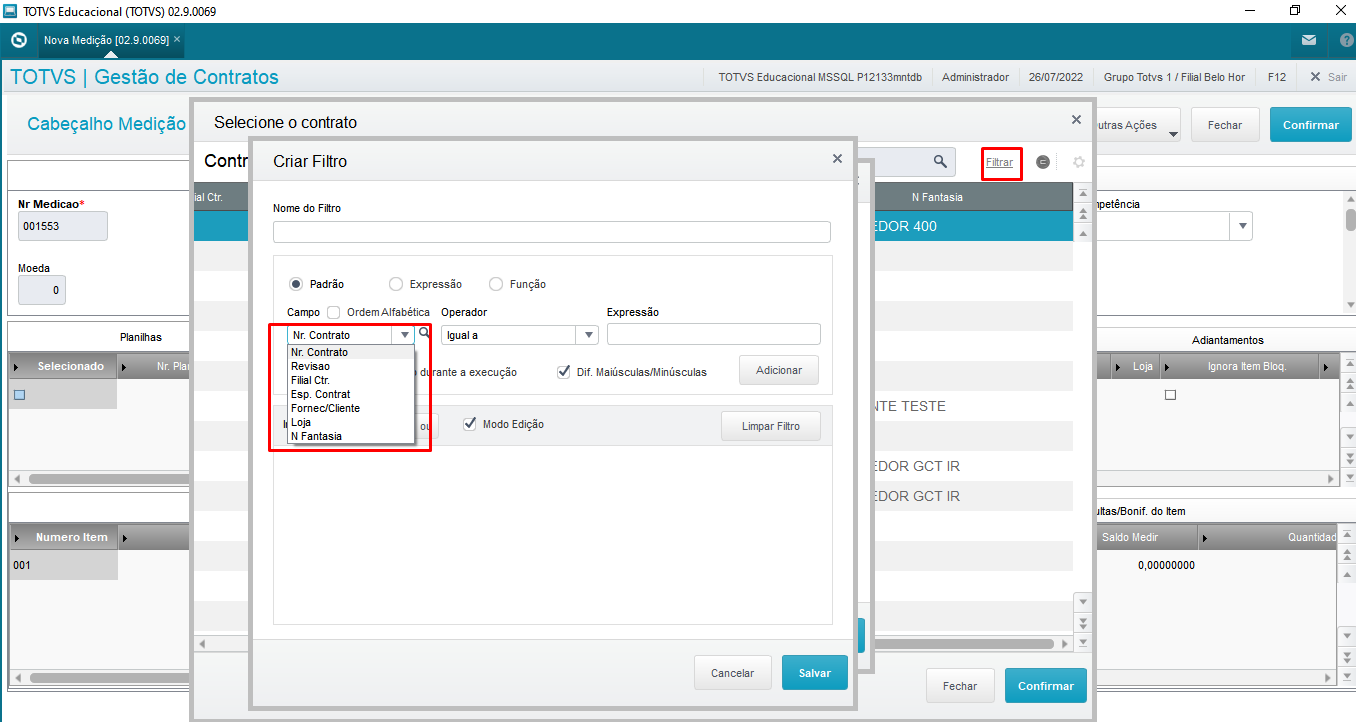 funcionalidade de criar filtros personalizados