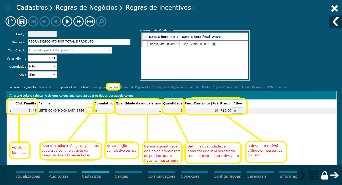 TOTVS Varejo Supermercados PDV > Regra de incentivo – desconto por total, família e cliente > Familia.png