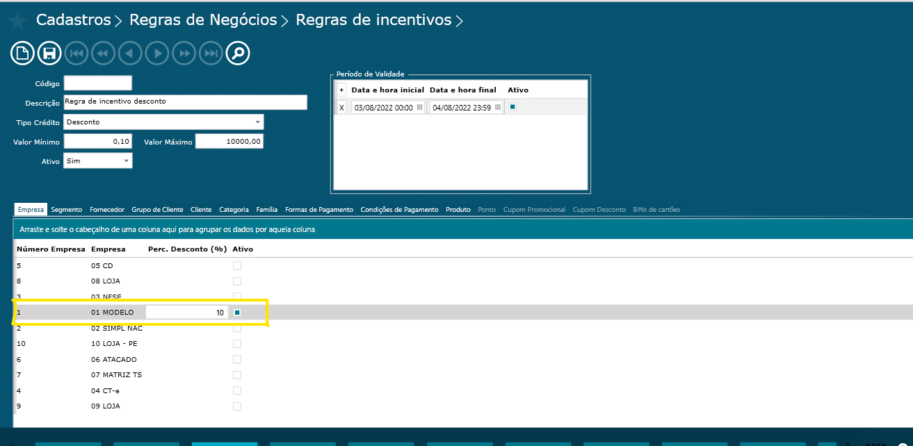 TOTVS Varejo Supermercados PDV > Regra de incentivo de desconto por empresa > Empresa.png