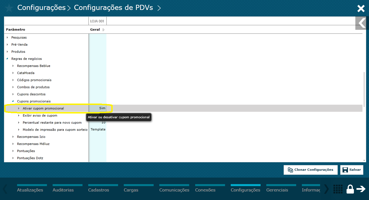 TOTVS Varejo Supermercados PDV > Regra de incentivo - cupom promocional por produto > Parametro-2.png