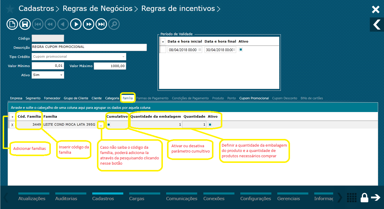 TOTVS Varejo Supermercados PDV > Regra de incentivo - cupom promocional por família > família.png