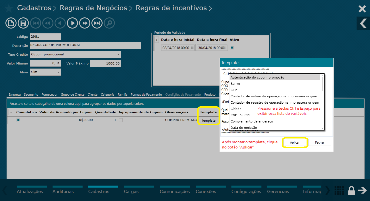 TOTVS Varejo Supermercados PDV > Regra de incentivo - cupom promocional > Template-2.png