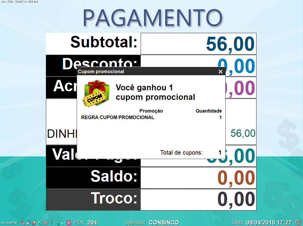TOTVS Varejo Supermercados PDV > Regra de incentivo - cupom promocional > Venda-1-3.png