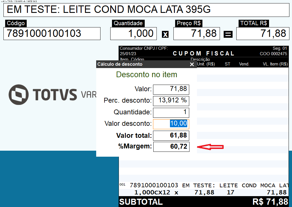 magem 5 - Desconto no item (variação da margem)