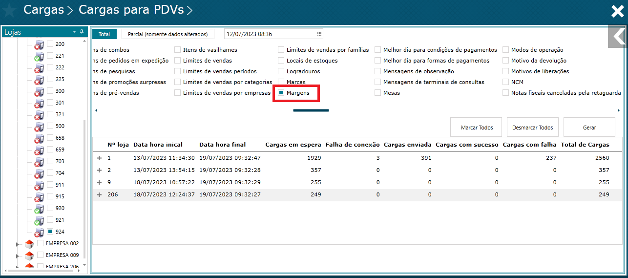 Imagem 3 - Gerar carga Margens