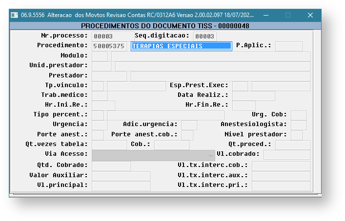 Incluir Procedimento - RC0310A Incluir Procedimento - RC0310A