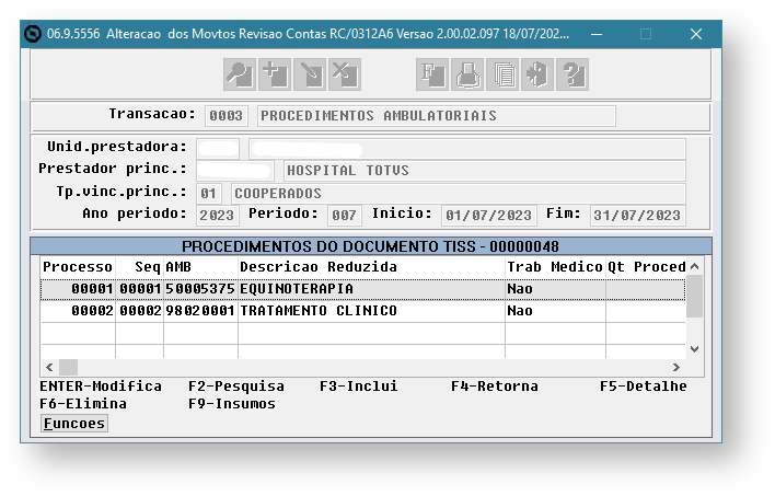 Detalhe Procedimento - RC0310A Detalhe Procedimento - RC0310A
