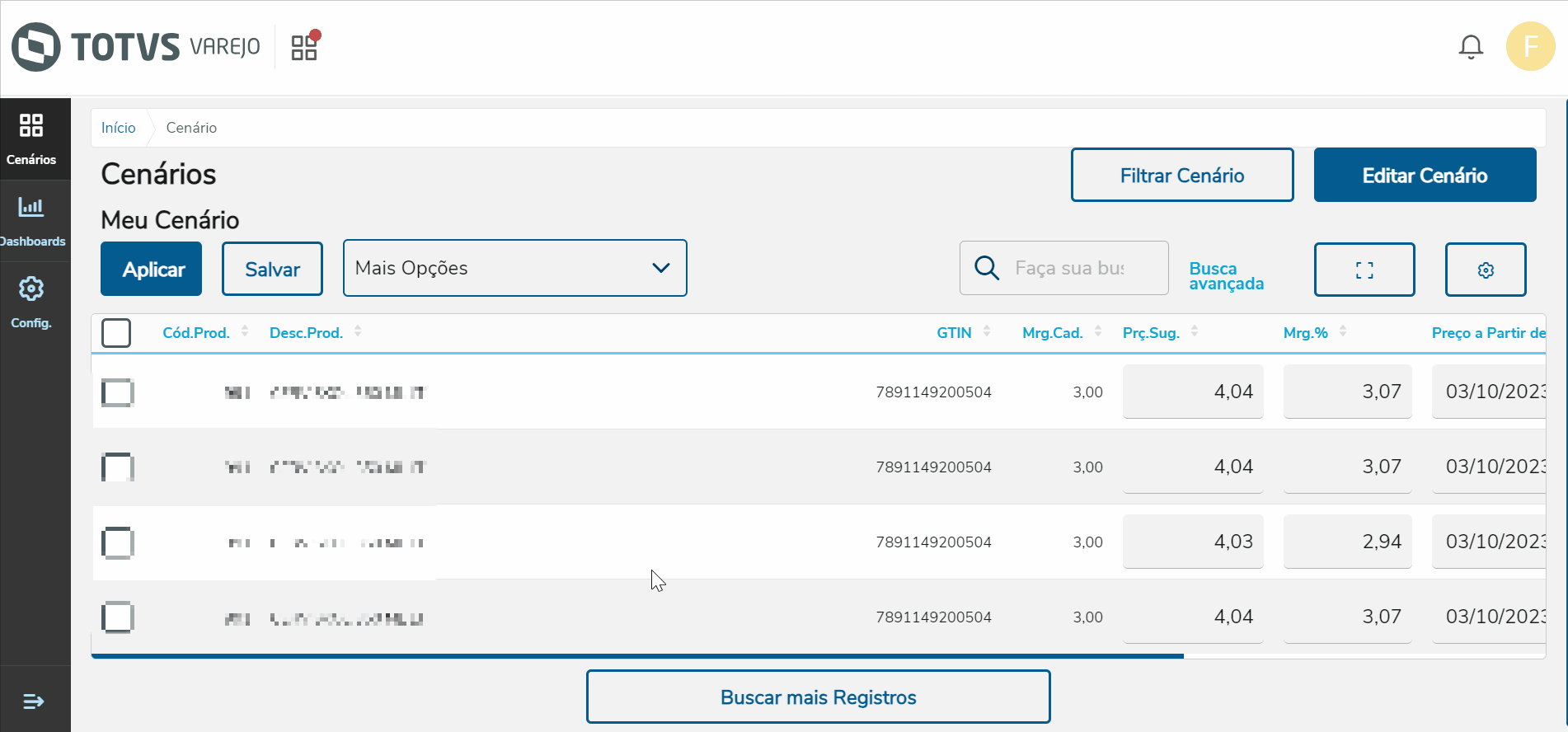TOTVS Varejo Supermercados Pricing Insights > Aplicar Cenário > AplicarCenarioPromoção.gif