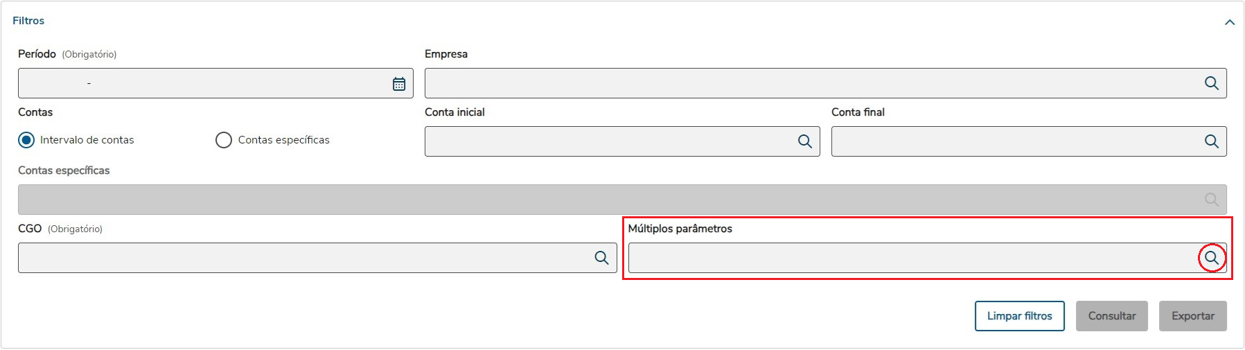 Filtro de múltiplos parâmetros