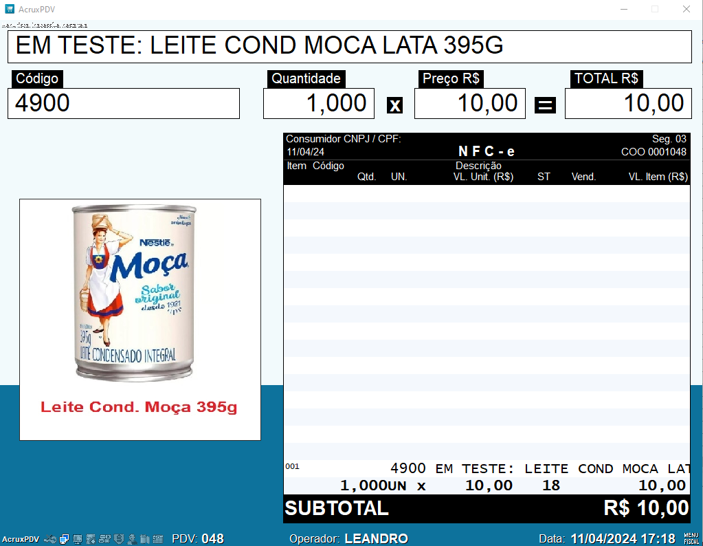 TOTVS Varejo Supermercados PDV > Tecla ESC na tela Subtotal sem fazer estorno do pagamento > image-2024-4-11_17-18-22.png