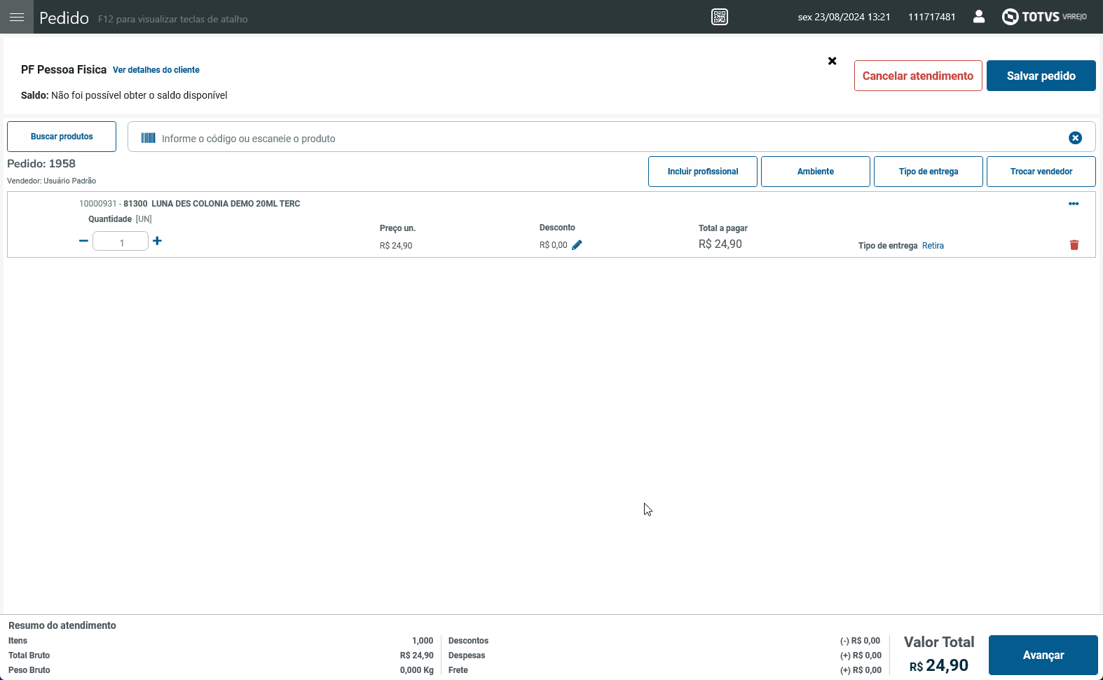 TOTVS Varejo PDV Omni > DT DVARLIVEPDV-35223 - Teclas de atalho - Carrinho > tecla_atalho_cancelar_atendimento_f6.gif