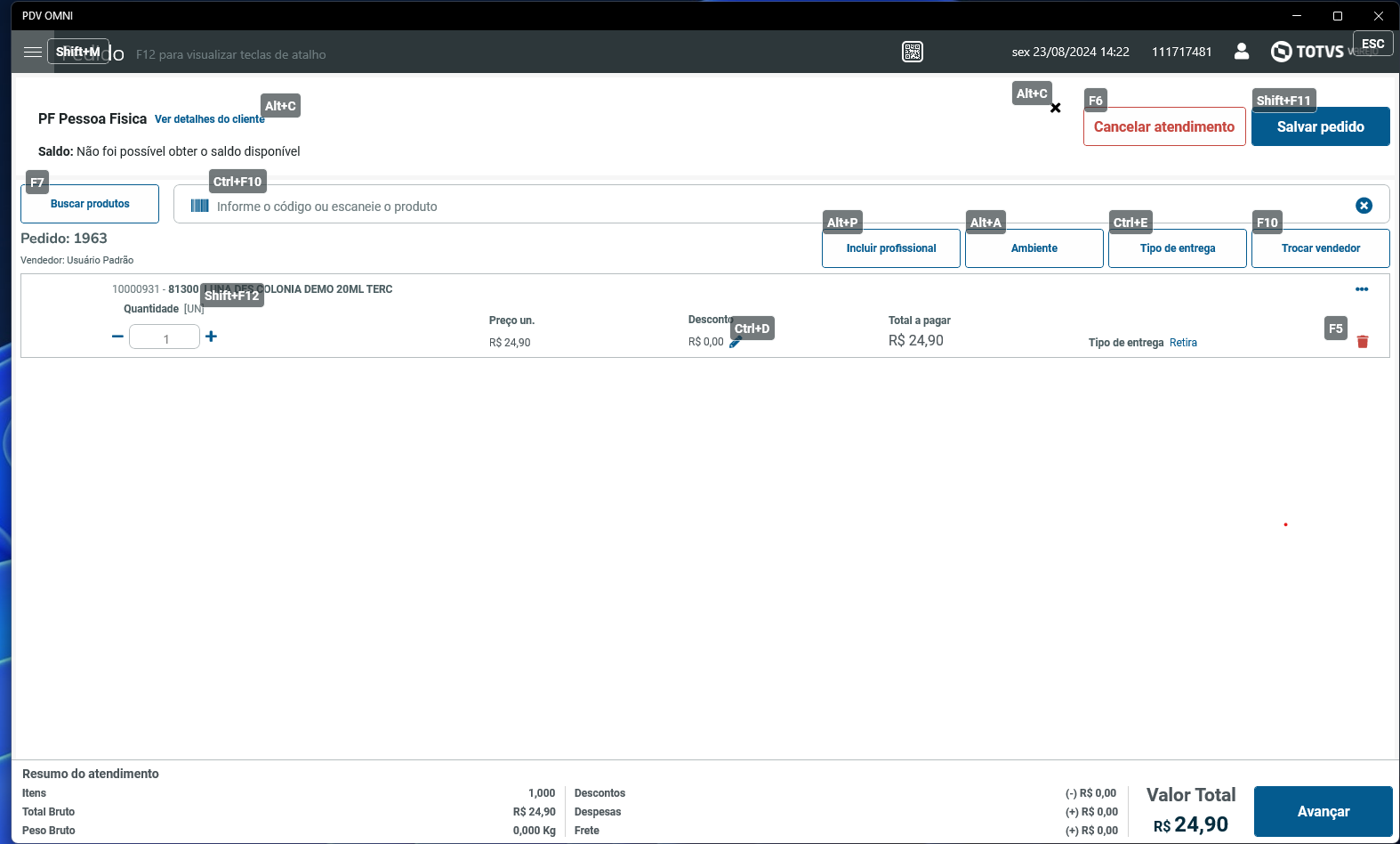 TOTVS Varejo PDV Omni > DT DVARLIVEPDV-35223 - Teclas de atalho - Carrinho > teclas_de_atalho_f12.png