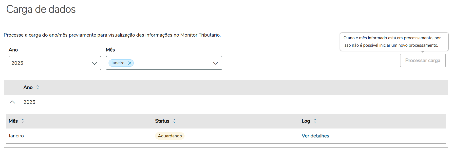 Imagem 4 - Processar carga bloqueada