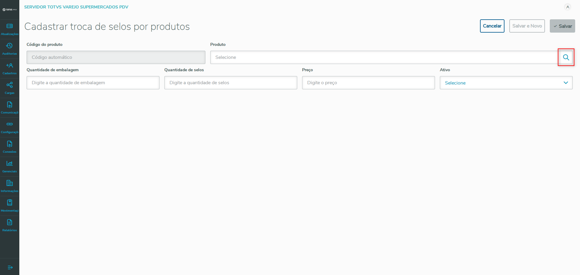 Imagem 05 - Selecionar o produto no cadastro.