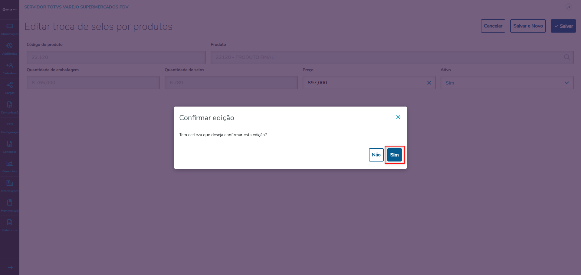 Imagem 13 - Confirmação de edição.