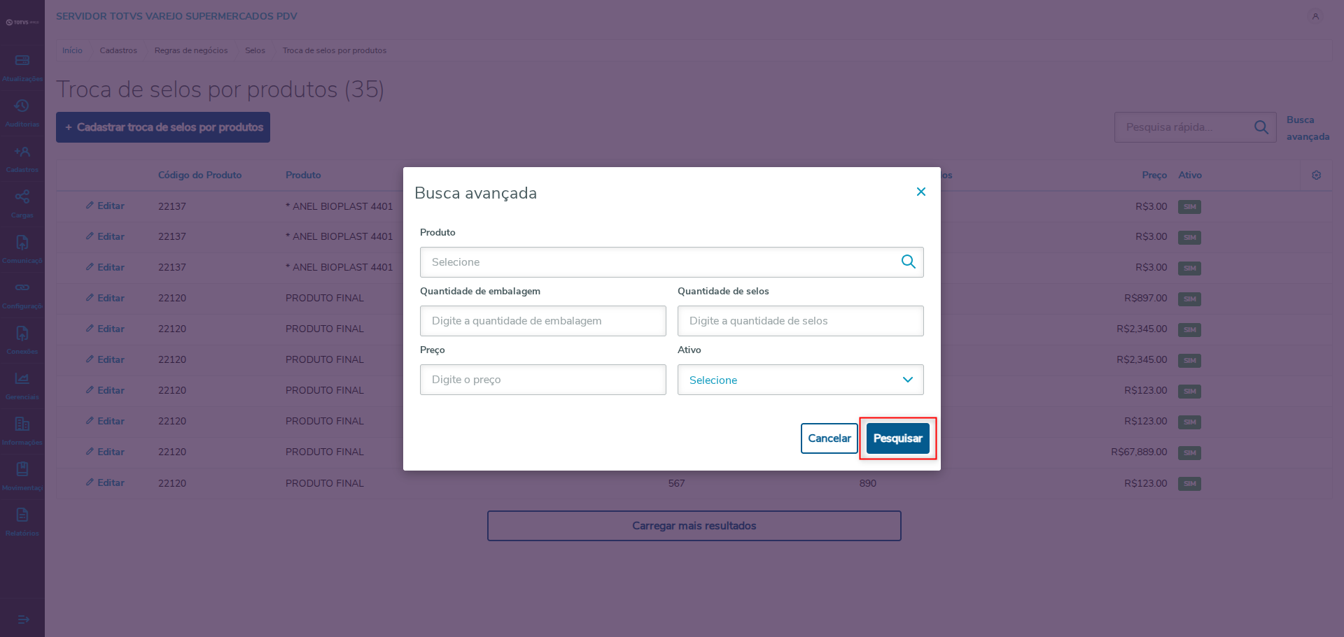 Imagem 18 - Tela de busca avançada.