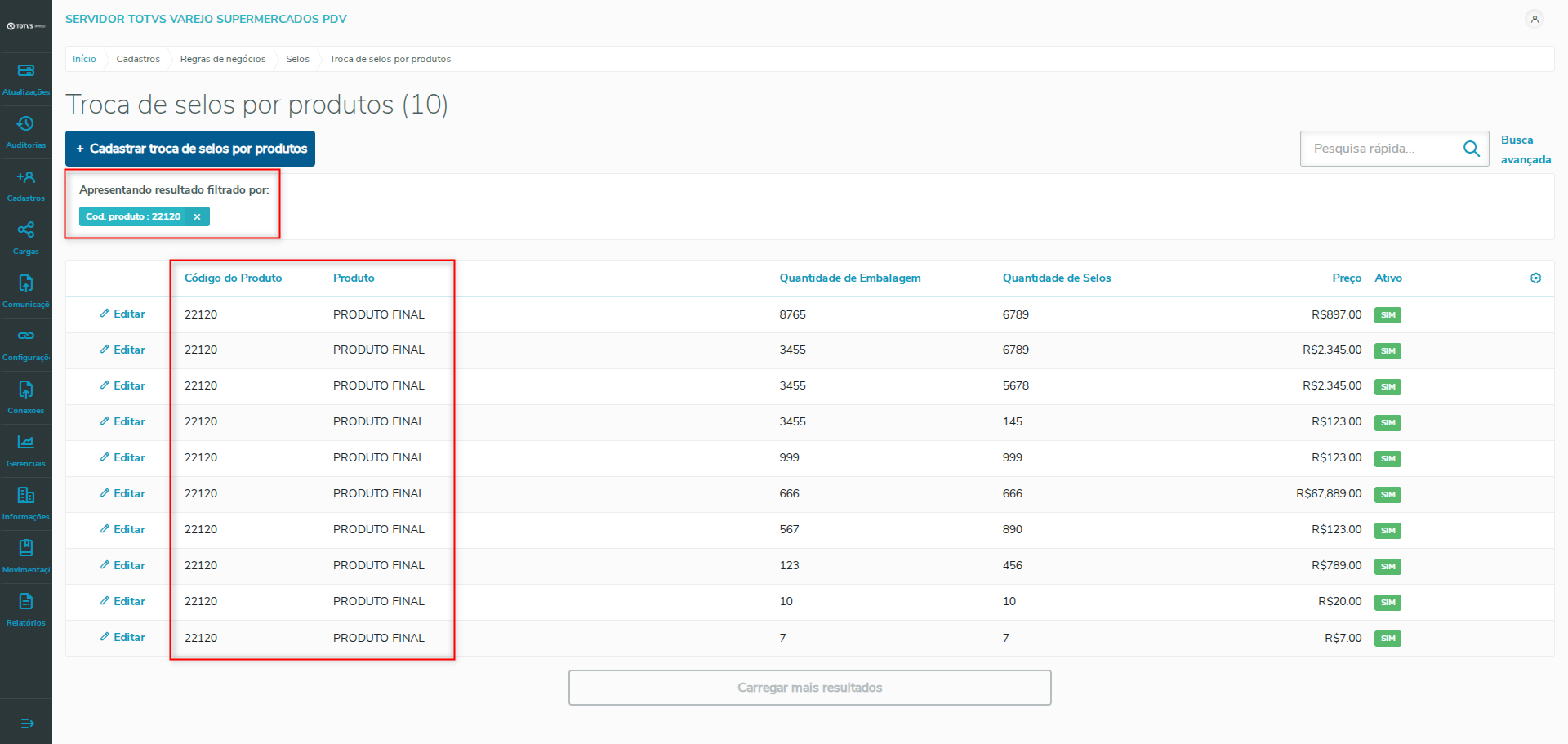 Imagem 22 - Resultado da busca avançada.
