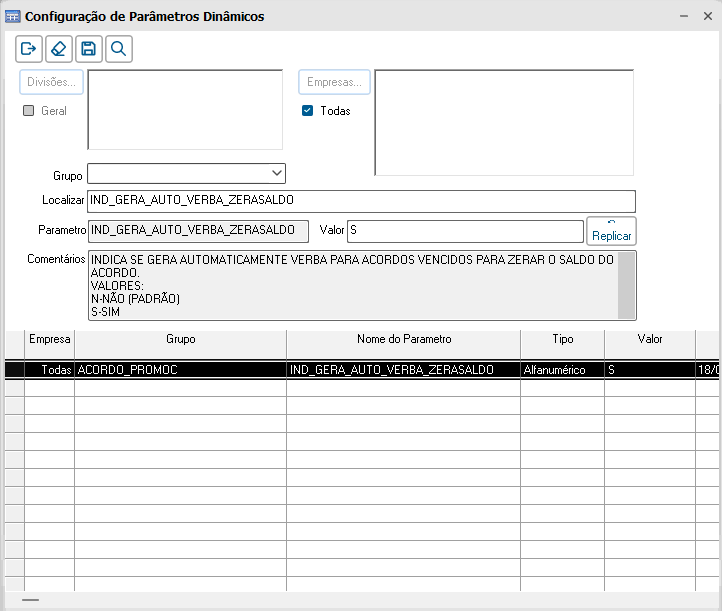 Configurações de Parâmetros Dinâmicos