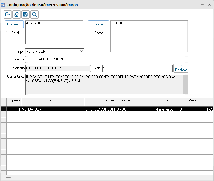 Configurações de Parâmetros Dinâmicos