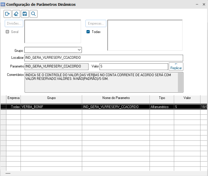 Configurações de Parâmetros Dinâmicos