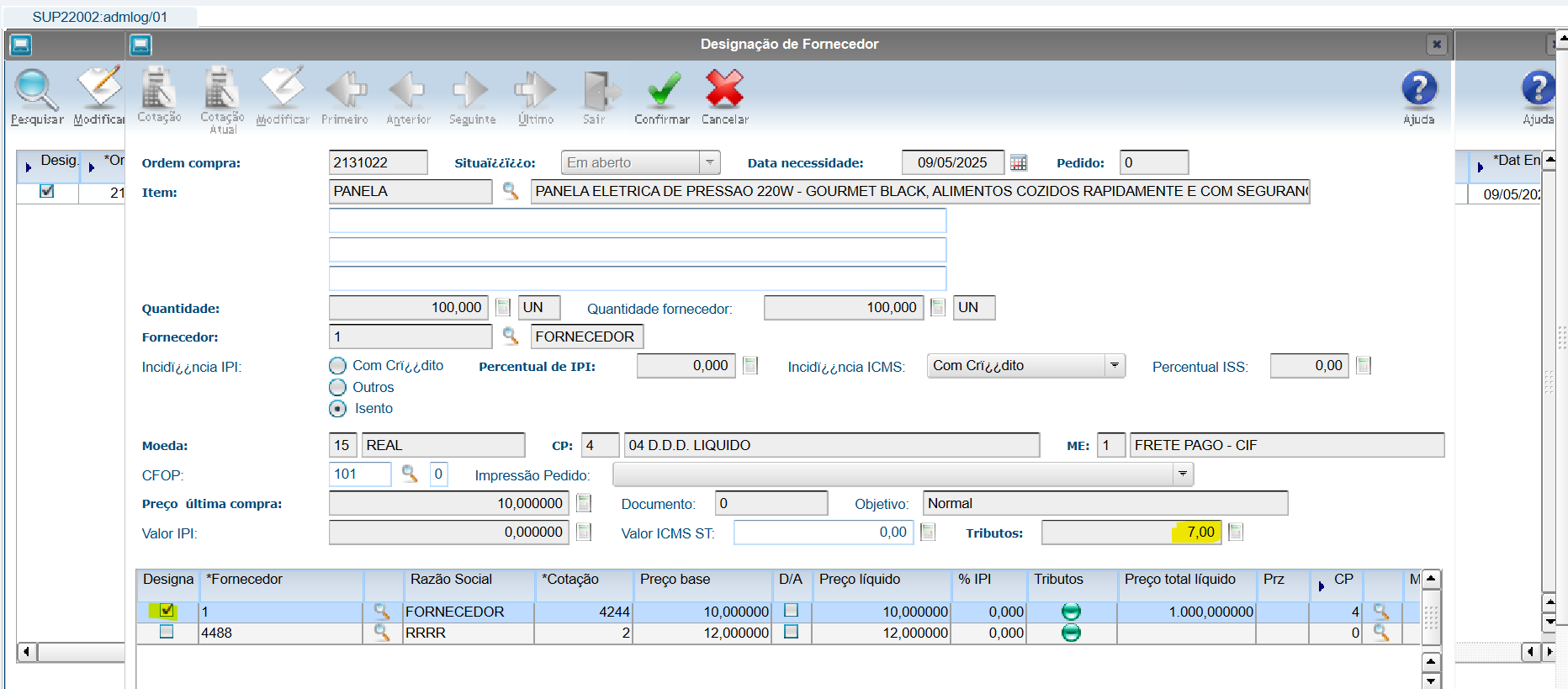 Linha Logix > DBACKRTLGX-164 DT - SUP22002 - Alteração da Cotação - Tributos > image-2025-4-15_10-43-49.png