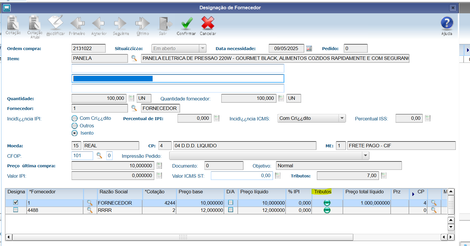 Linha Logix > DBACKRTLGX-164 DT - SUP22002 - Alteração da Cotação - Tributos > image-2025-4-15_10-49-48.png