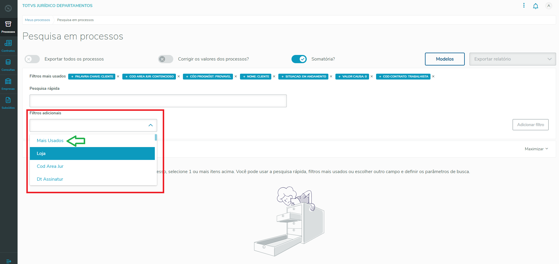 Linha Microsiga Protheus > TOTVS Jurídico Departamentos - Pesquisa Avançada - Contratos > image2023-8-14_8-31-29.png