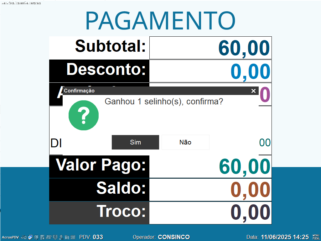TOTVS Varejo Supermercados PDV > Bloquear a distribuição de selos por forma de pagamento. > image-2025-6-11_14-26-29.png