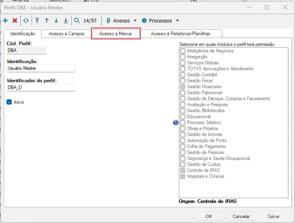 Linha RM > Permissão de Acesso ao "Odontograma e Orçamento" no TOTVS RM > image-2025-7-11_11-18-39.png