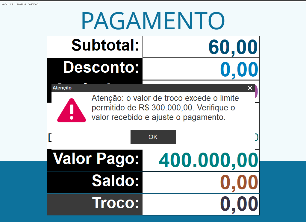 TOTVS Varejo Supermercados PDV > DT - Melhoria valor máximo de troco na emissão de NFC-e > image-2025-7-17_17-30-20.png