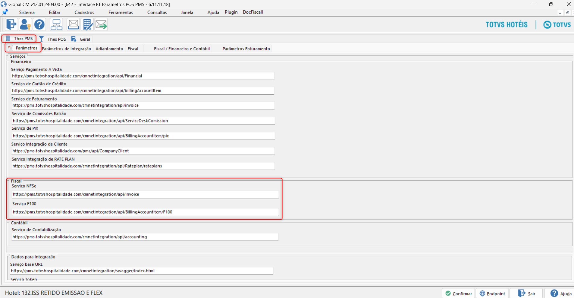 TOTVS Hospitalidade > Interface BT (PMS/POS)- Integrador > Parametro BT serviço NFSe.png