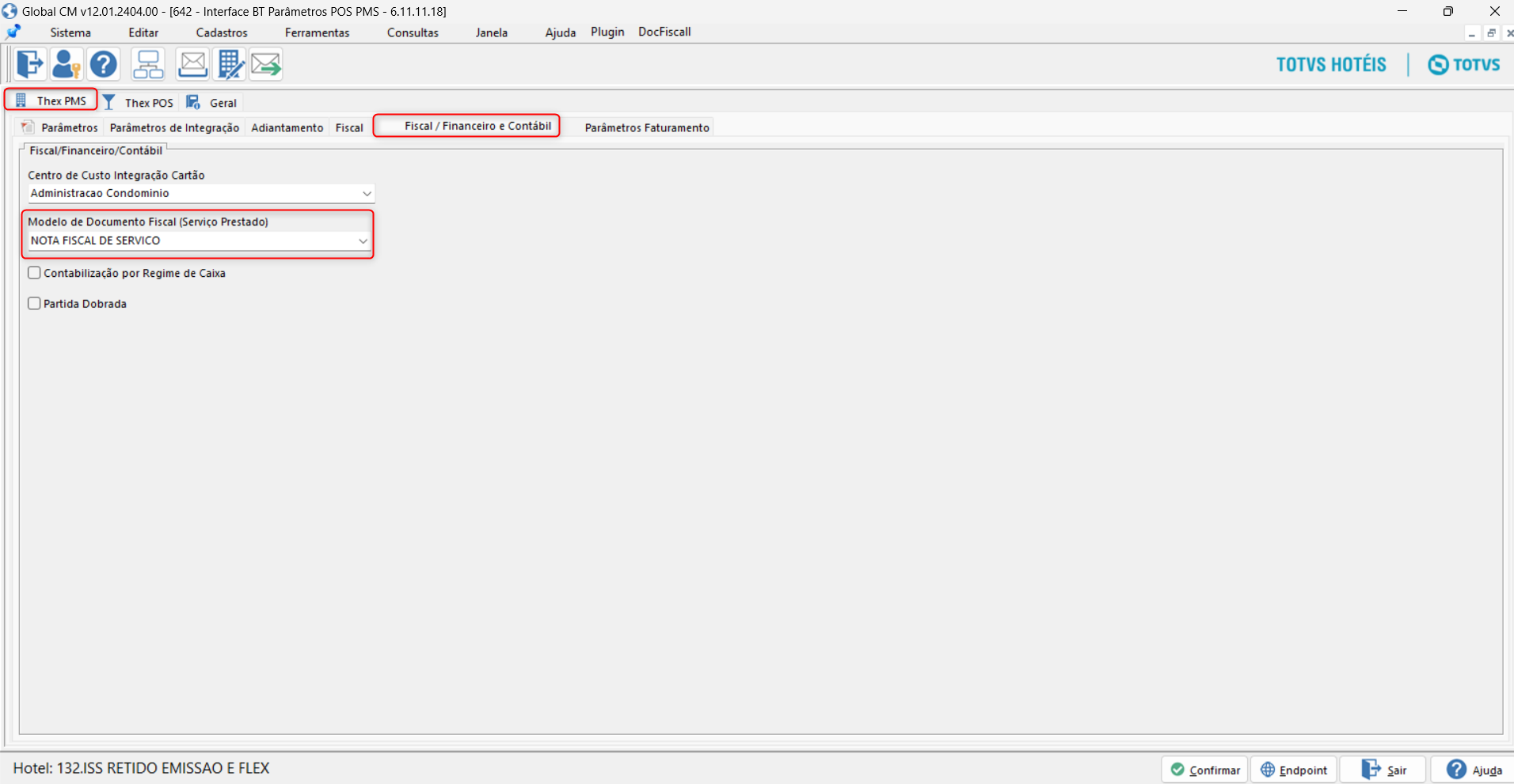 TOTVS Hospitalidade > Interface BT (PMS/POS)- Integrador > Parametro bt aba modelo de documento fisca serviço prestado.png
